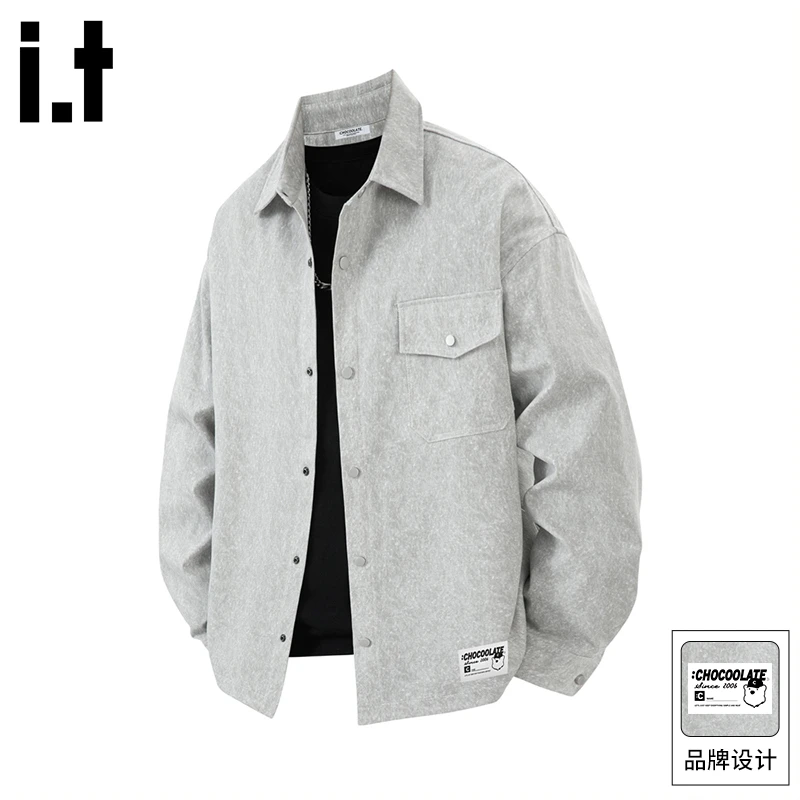 it CHOCOOLATE潮牌重磅长袖衬衫男士春秋季潮流日系休闲衬衣外套