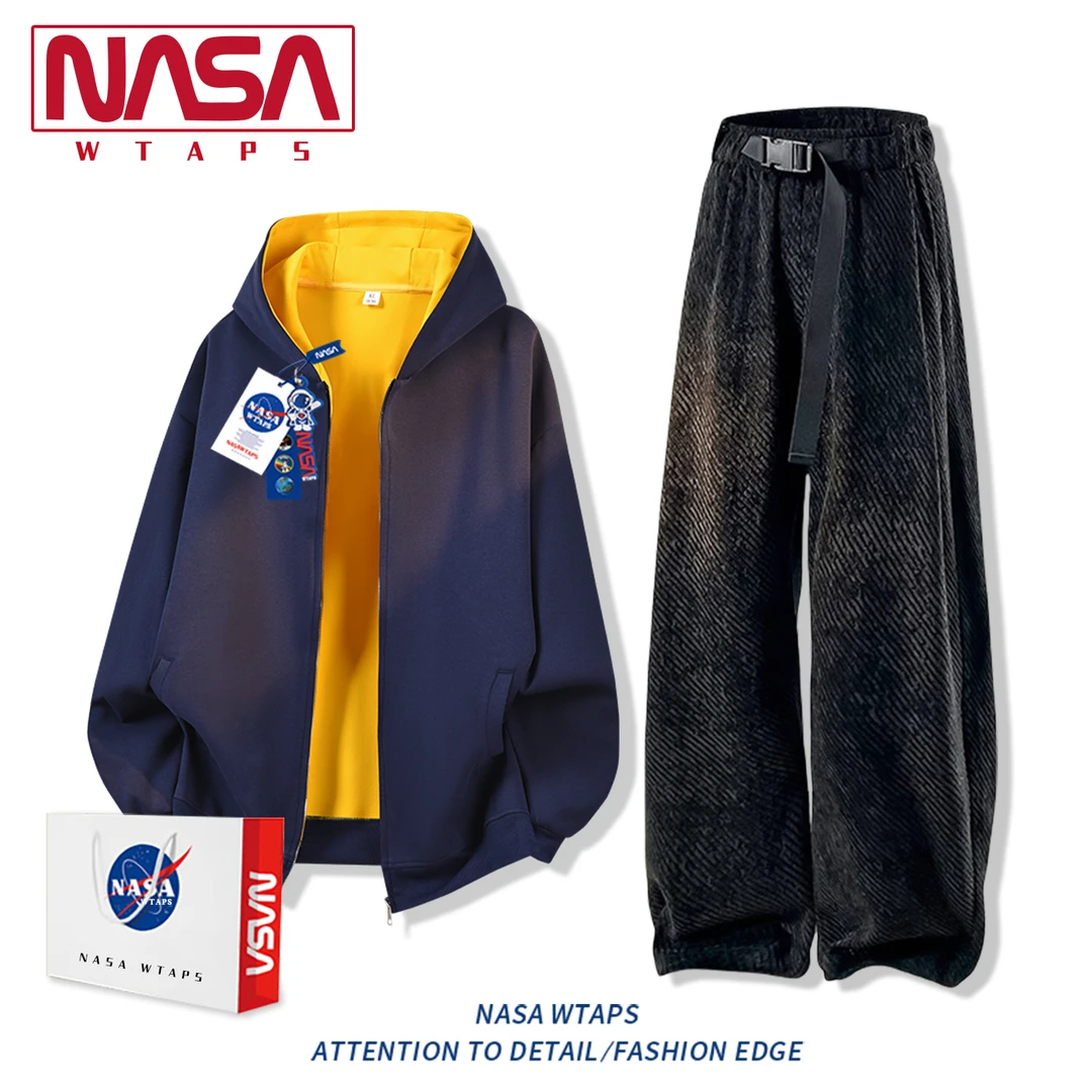 NASA WTAPS美式休闲运动套装男款春秋季新款潮牌连帽卫衣卫裤一套