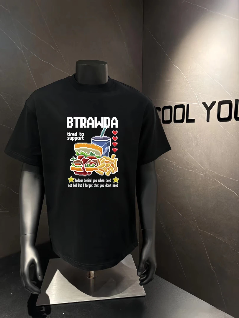 【重磅纯棉】 美式潮牌ins嘻哈街头夏季纯棉T恤短袖男简约宽松休闲