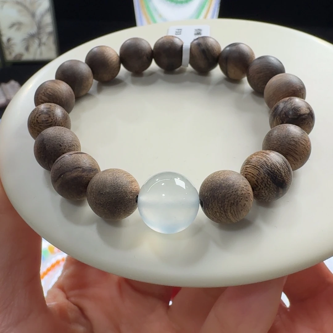 翡翠未镶嵌手链白月光单珠12.4mm