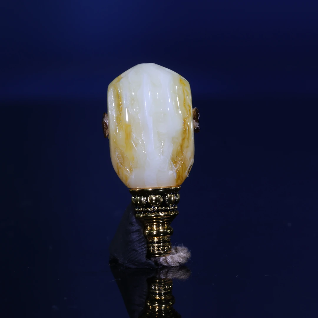 12m蜜蜡三通一物一图白蜡沁色雕刻百香分体三通佛头蜜蜡配饰-C177