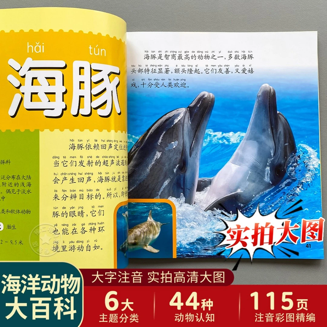 海洋动物大百科 全彩注音版海洋生物百科全书世界儿童科普类绘本