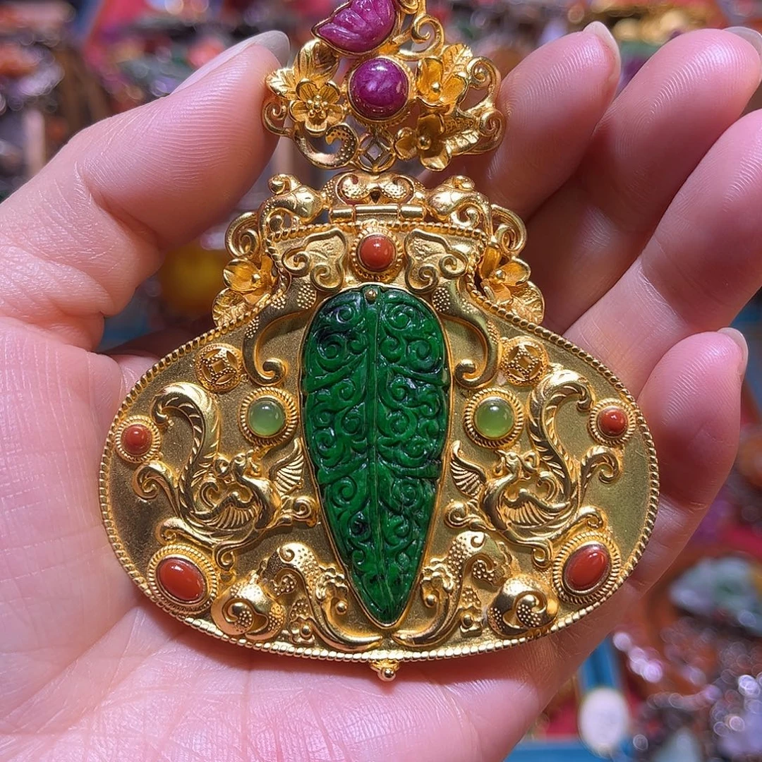 翡翠银S925镀金镶嵌吊坠(不含链)双十二福利价