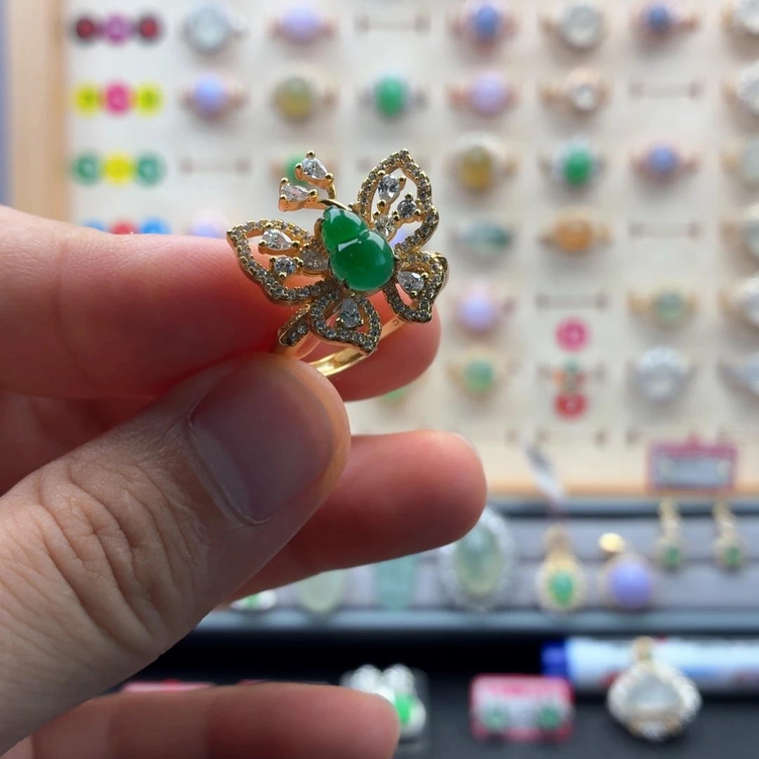 翡翠银S925镶嵌戒指