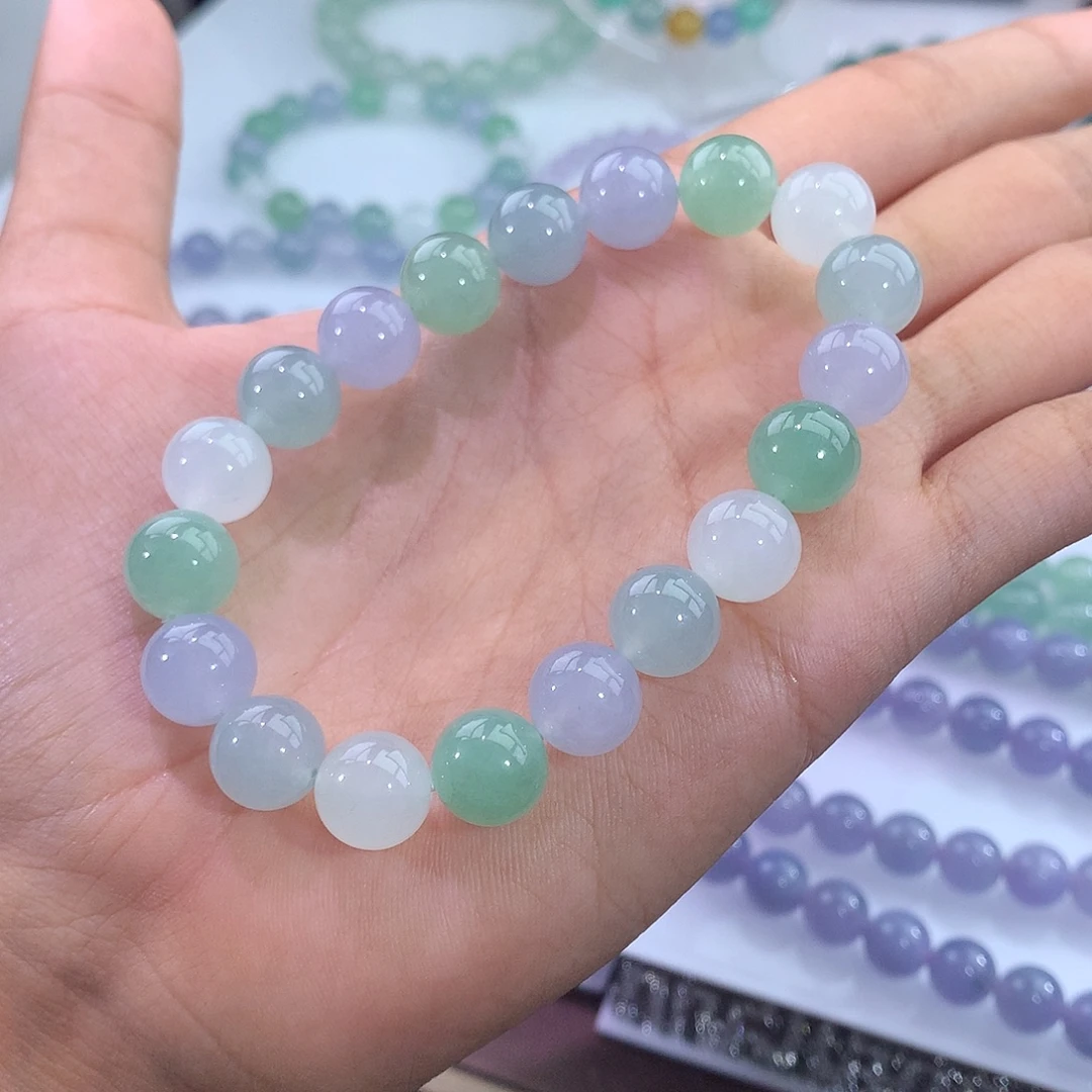 未镶嵌手链翡翠翡翠清新马卡龙手串