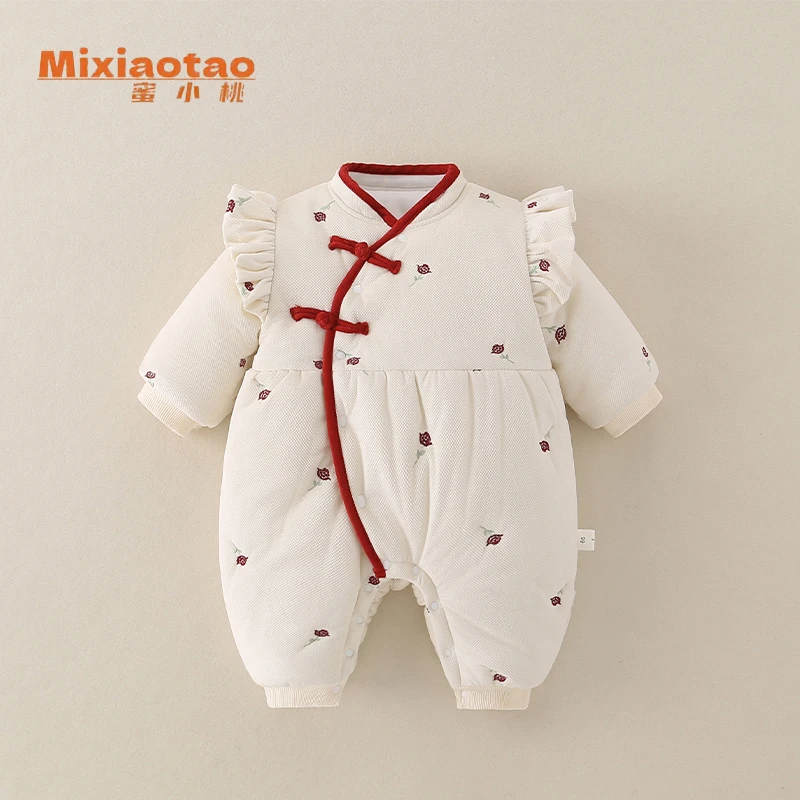 冬款一枝梅加厚女宝宝冬款棉服年新加厚婴儿外出服拜年服