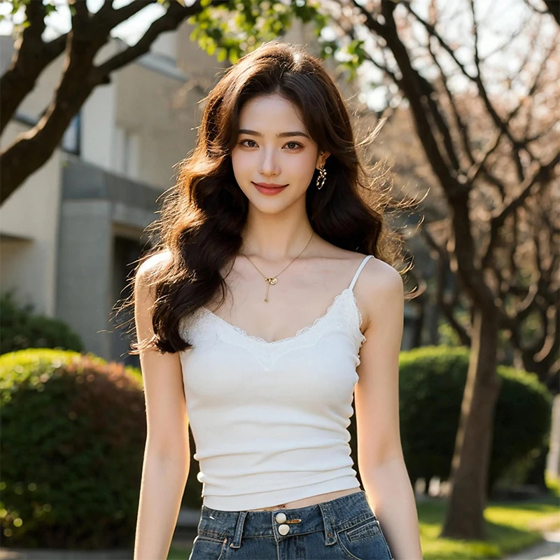 奢姿大码女装胖妹妹2025春季新款休闲修身百搭性感蕾丝吊带背心