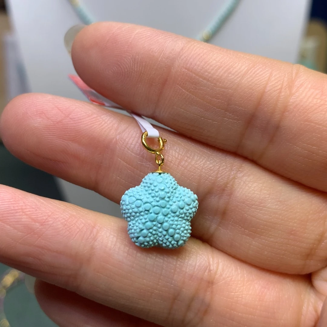 绿松石挂件18K金镶嵌