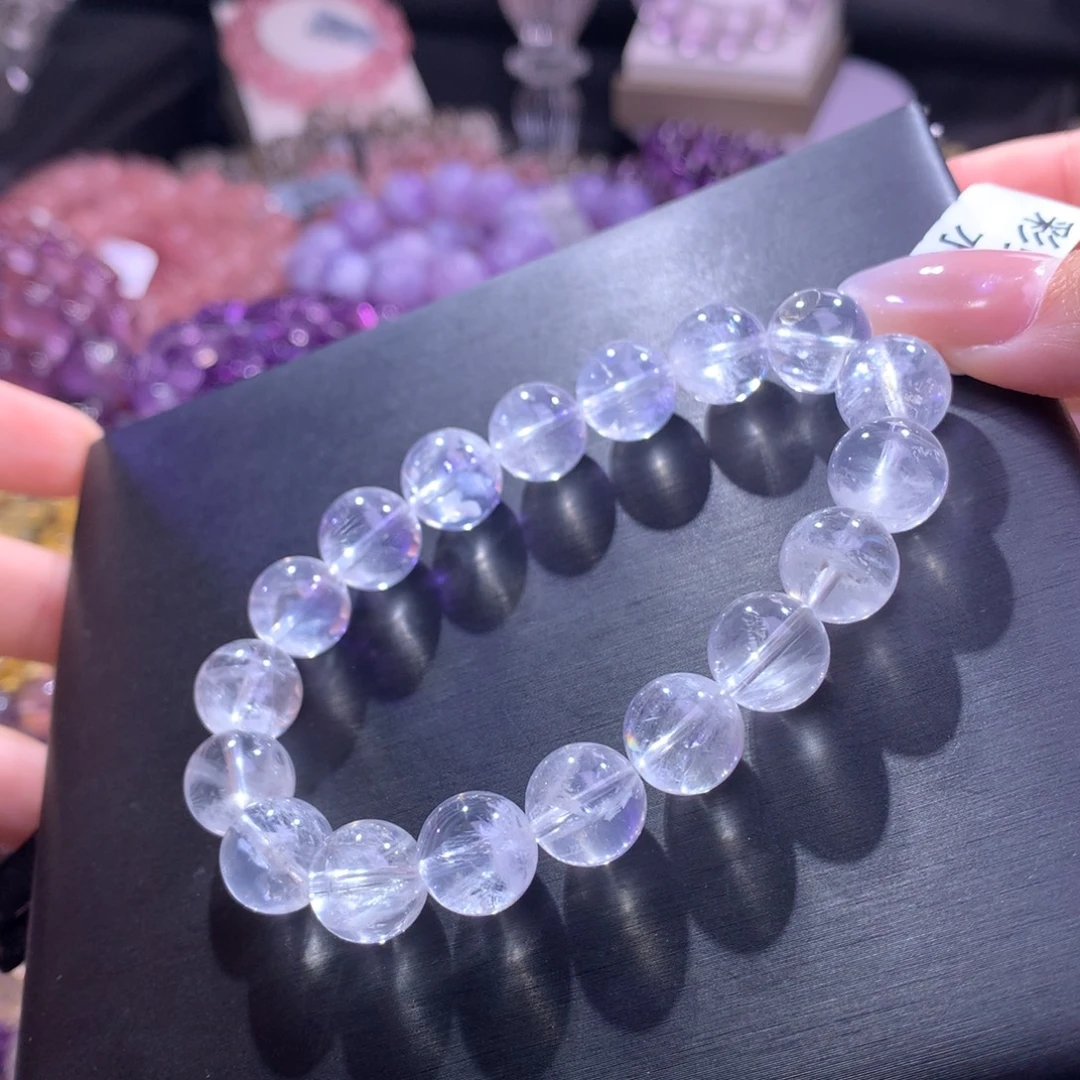 水晶银S925镶嵌手串彩虹白幽灵 11m+