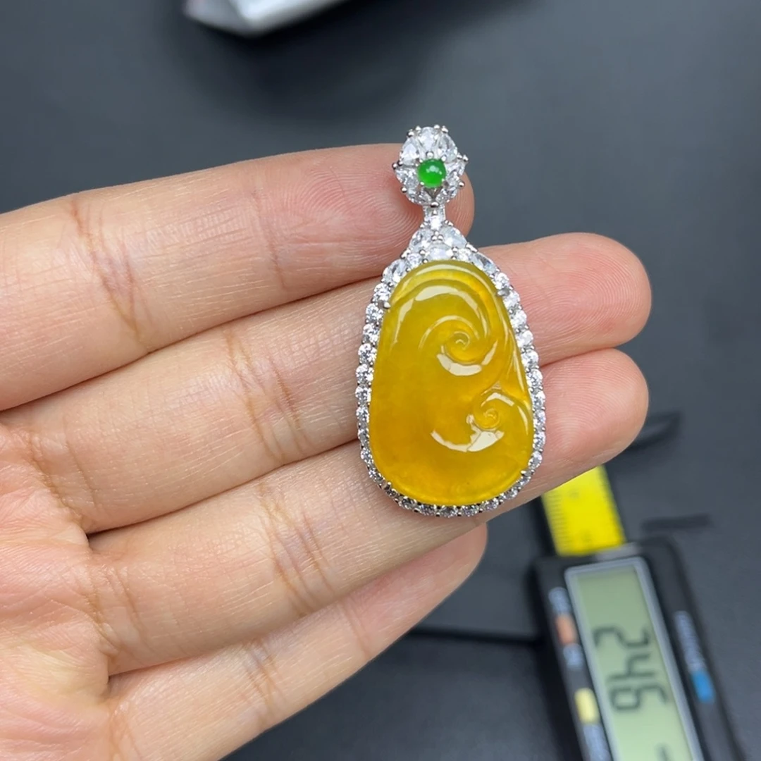 翡翠银S925镶嵌吊坠(不含链)