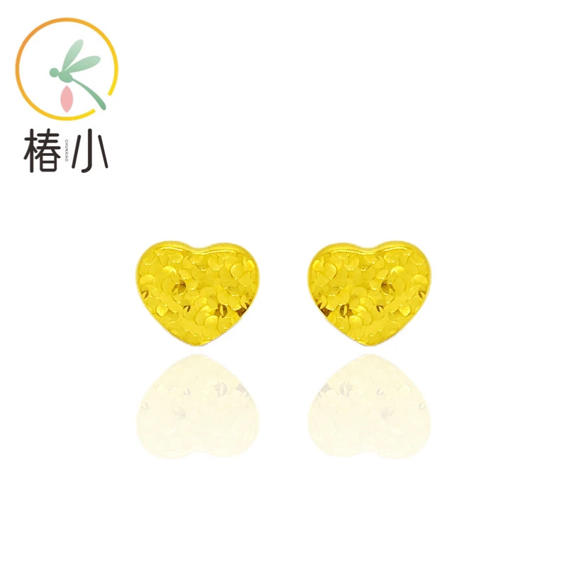 925银耳饰 碎碎冰爱心耳钉【椿小】294066精品通体银