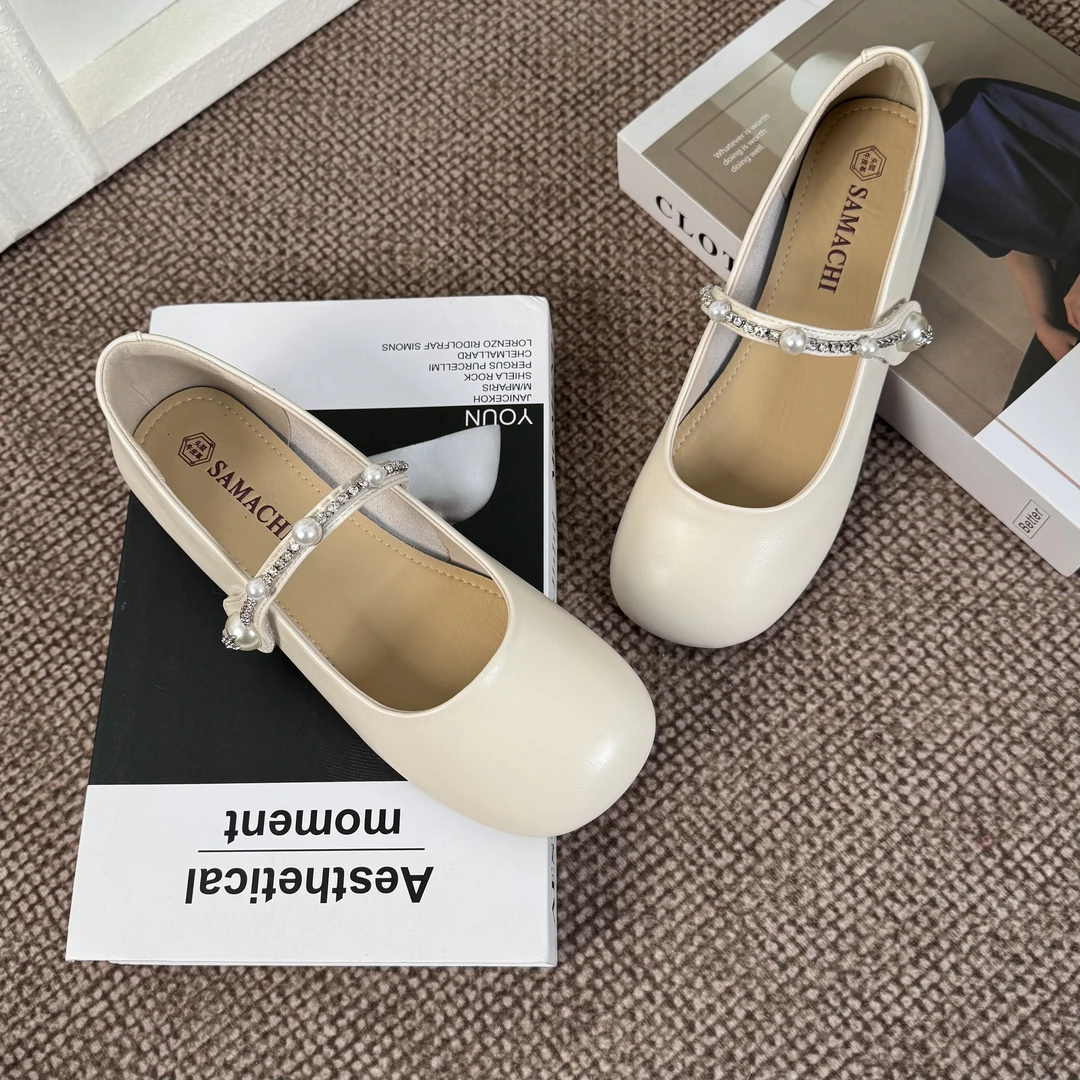 萨玛驰时尚浅口圆头玛丽珍法式温柔软底气质女士单鞋/165120008