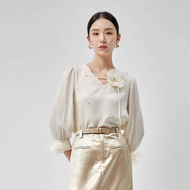 【直播专享】商场同款春秋新品立体手工订花上衣N027A43551