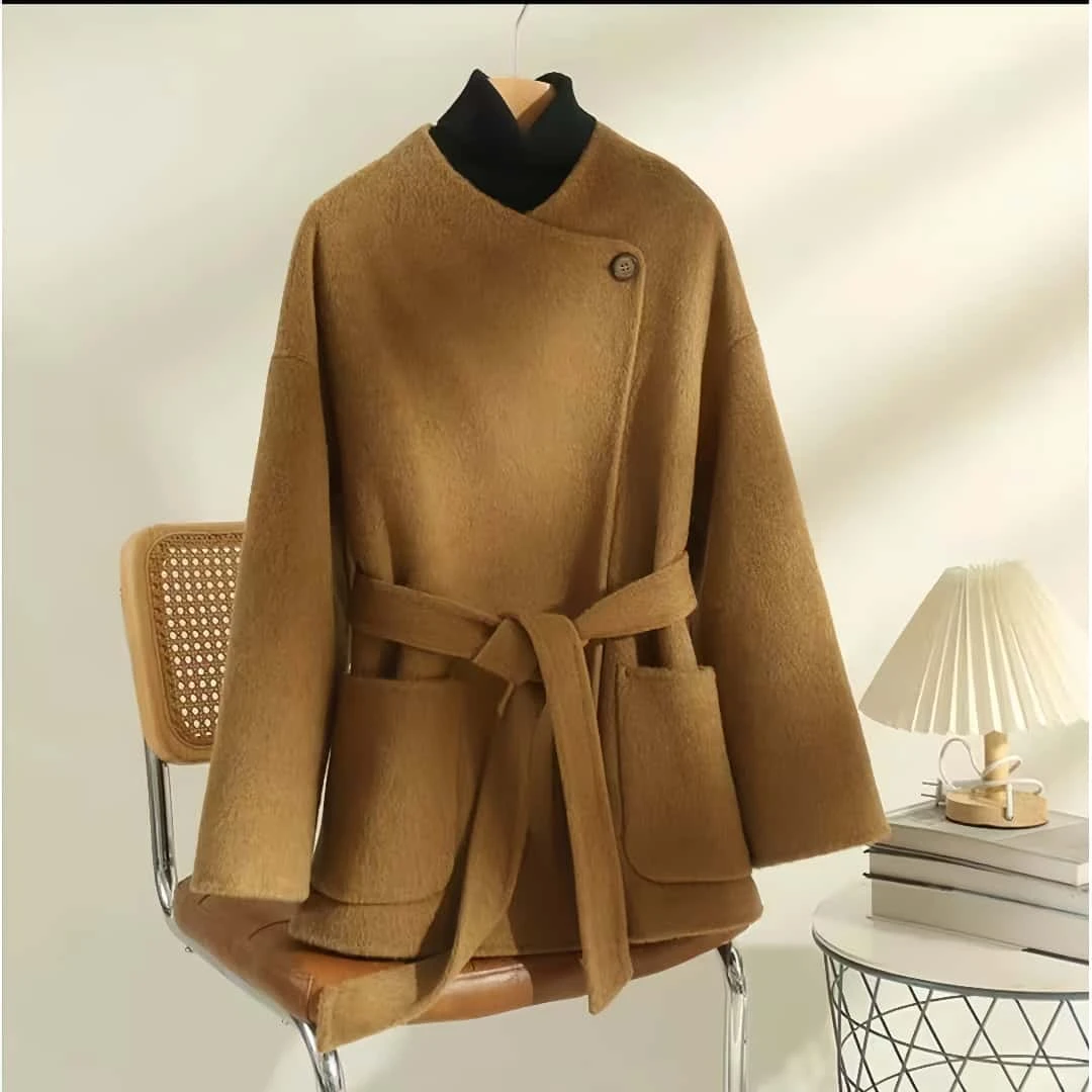 2025新款慵懒风秋冬季女装毛呢外套韩系双面洋气大衣短款宽松网红