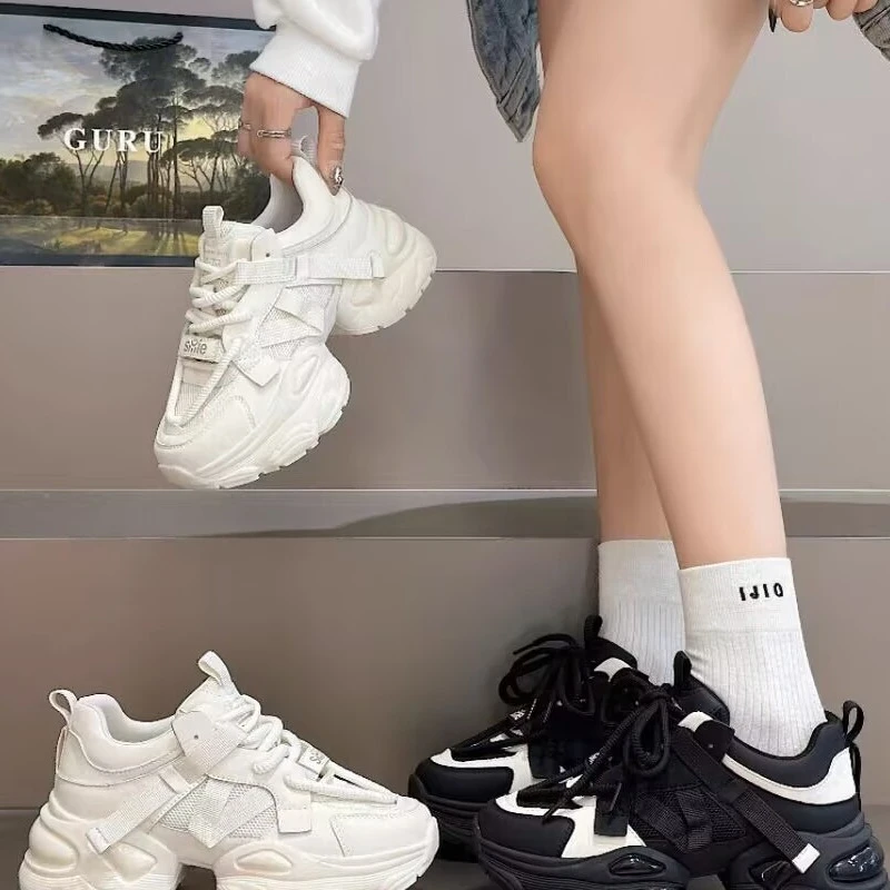 590新款小白鞋网面休闲鞋时尚潮款老爹鞋百搭运动鞋贝壳头女