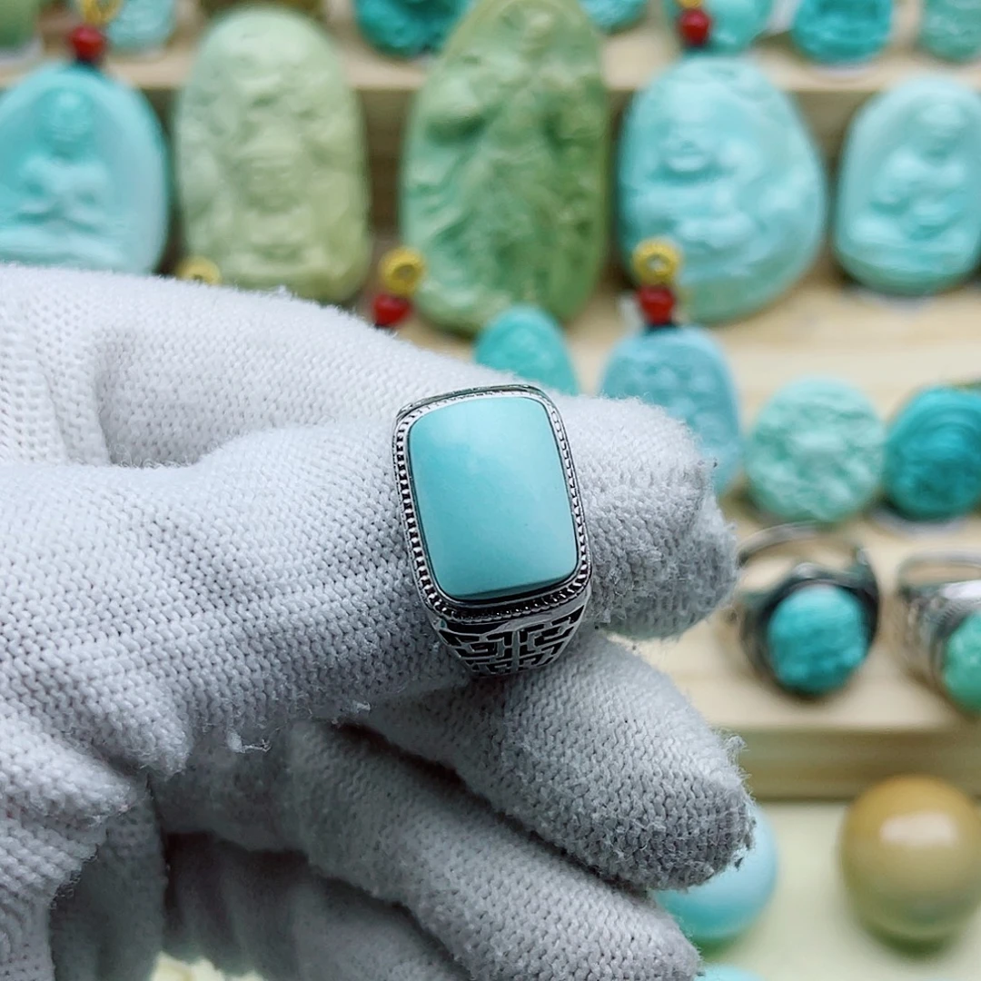 绿松石银S925镶嵌珠宝奇石