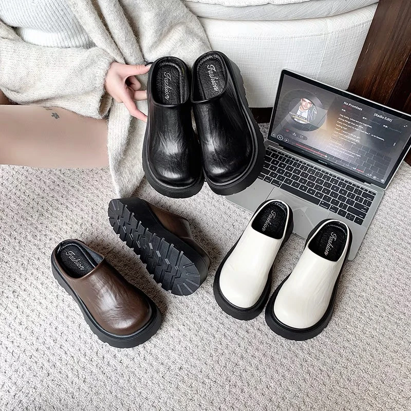 新疆（5厘米）包头半拖鞋女外穿2025春季新款厚底一脚蹬穆勒鞋508