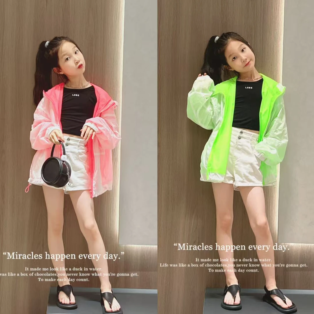 女童夏季外套2025新款儿童韩版洋气防晒衣女孩夏款时尚休闲上衣潮
