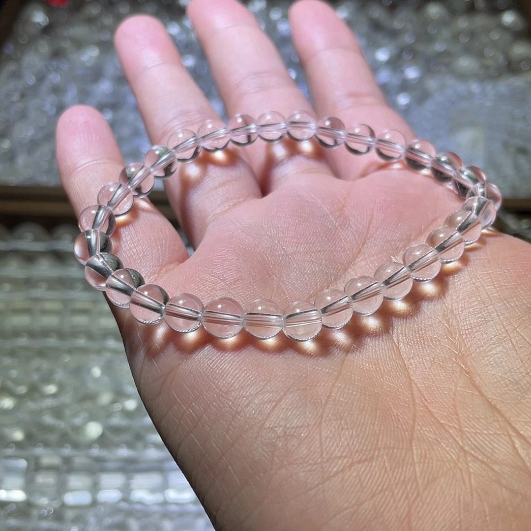未镶嵌手串水晶白水晶6m单圈开播福利