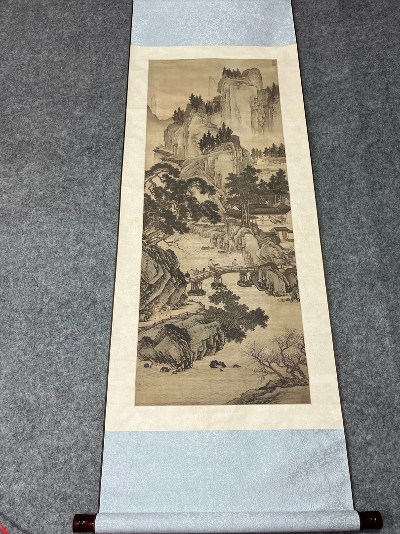 《春山骑游图》 宽45高140 国画