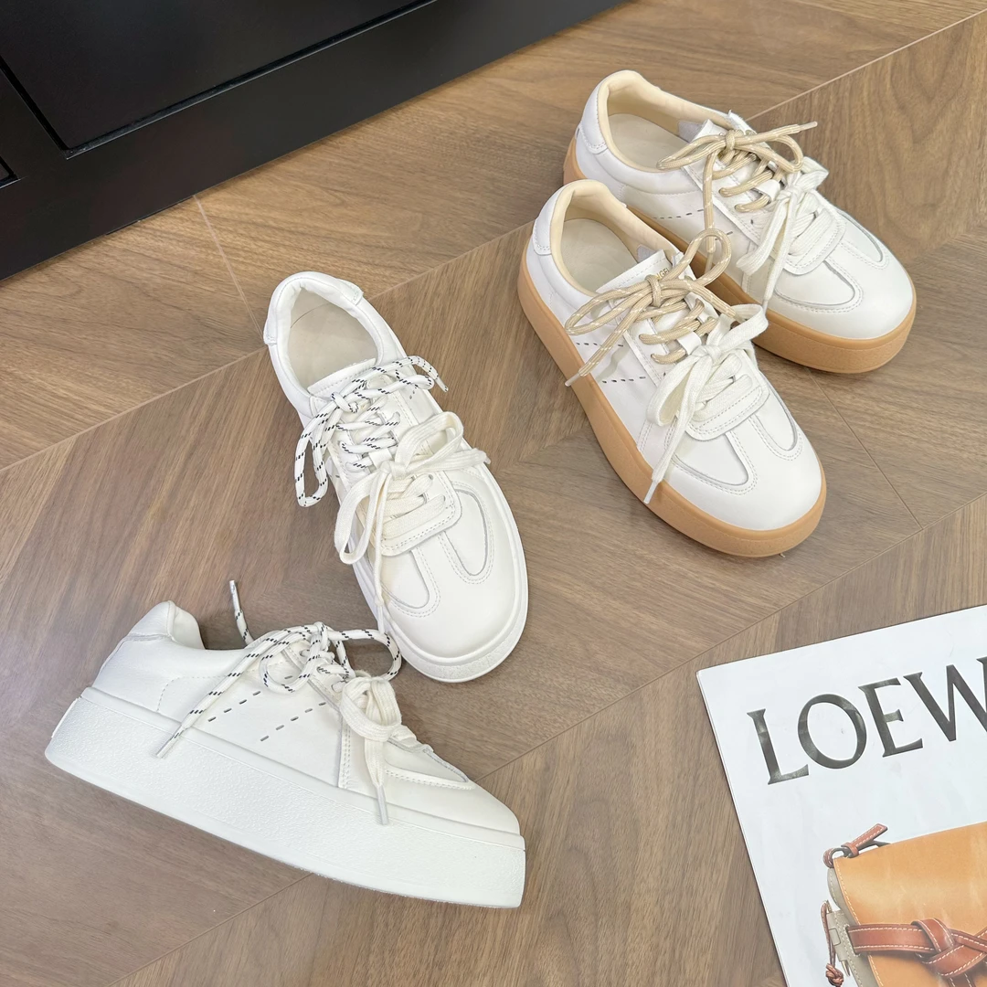 厚底软面休闲女鞋2025新款春款板鞋增高复古百搭德训鞋39-57681