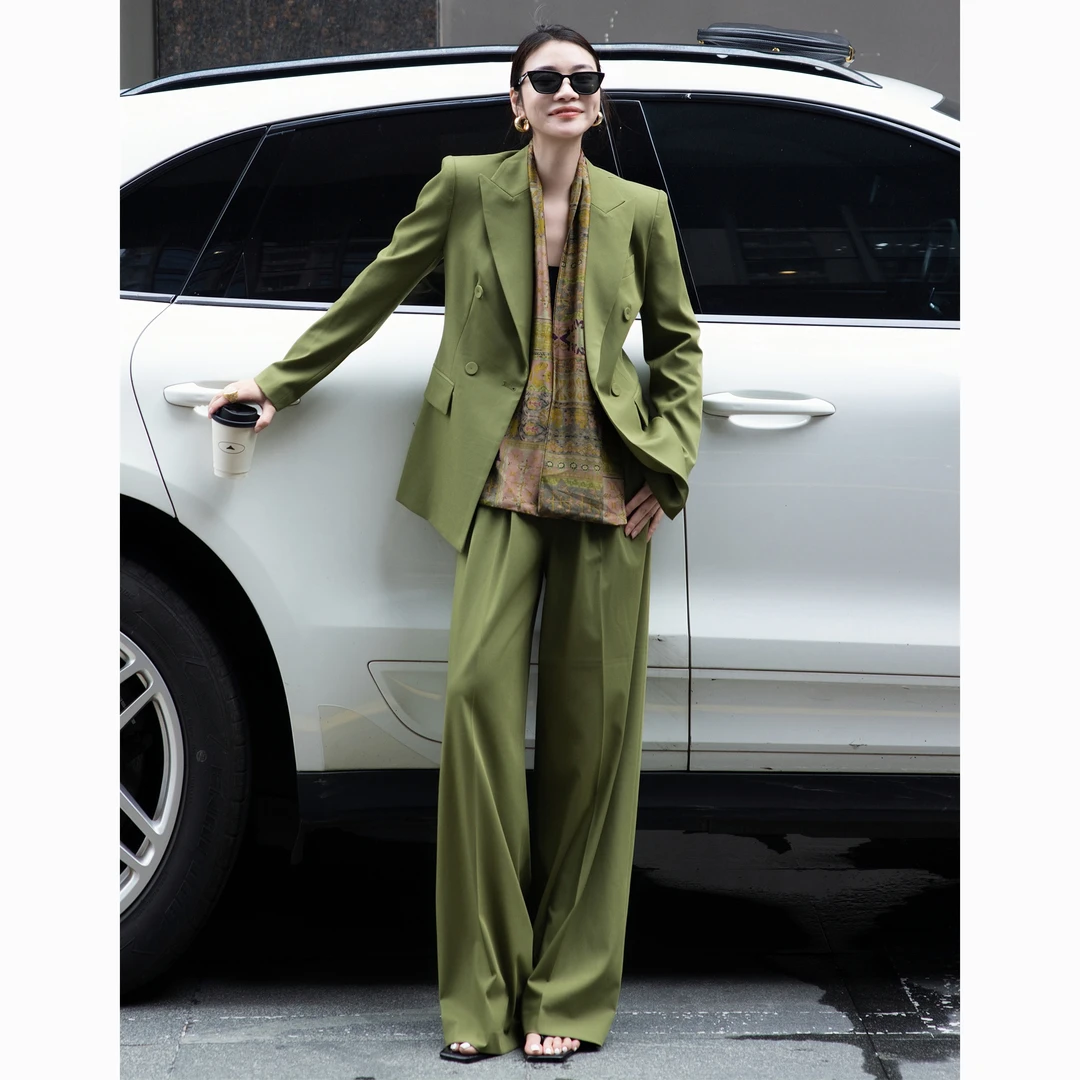 ZEROYK2025秋季新款樱花粉西装套装两件套