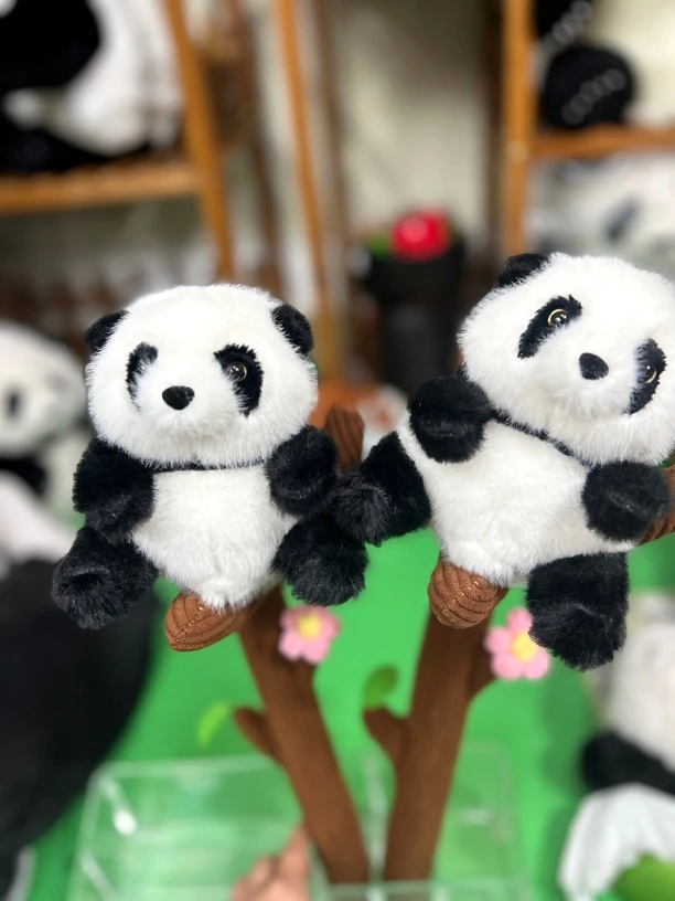 树干熊猫花花爬竹子玩偶礼品
