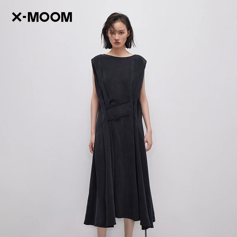 X--MOOM【高级不刻意】铜氨材质抽绳无袖宽松连衣裙女ZVXLS18902