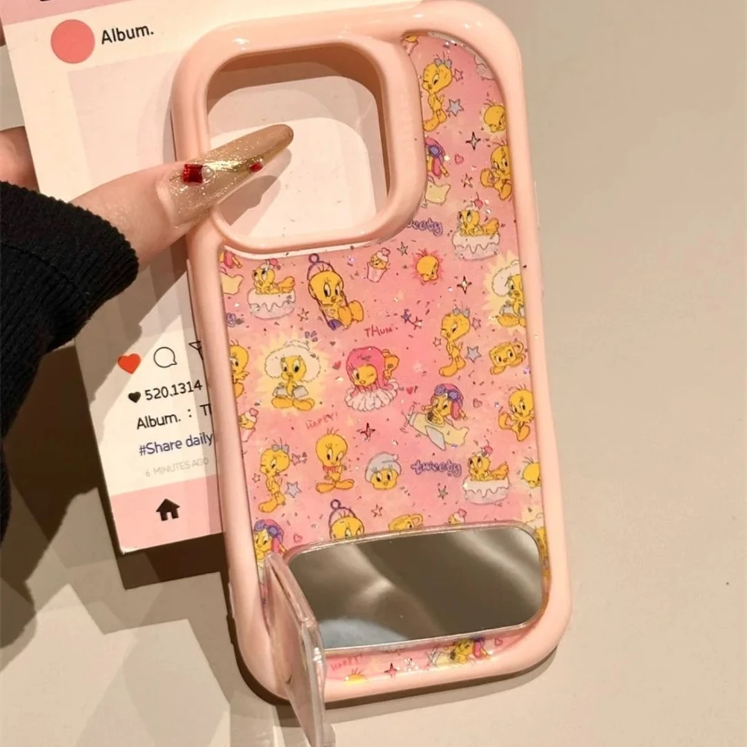 卡通可爱粉框满屏崔弟支架适用16pro苹果16ProMax手机壳iPhone16