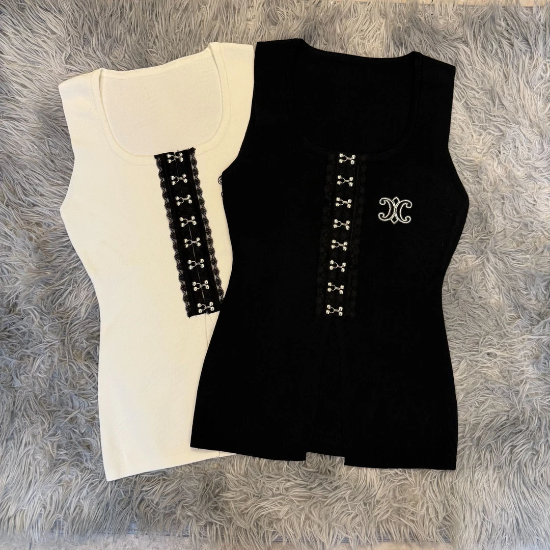A251 黑、白2025年夏季新款休闲百搭轻奢女装背心