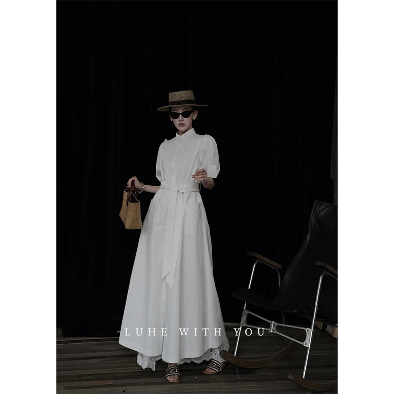 LUHE【山茶心事】hehe私服~100棉宽松连衣裙+设计感绣花裙帘短裤