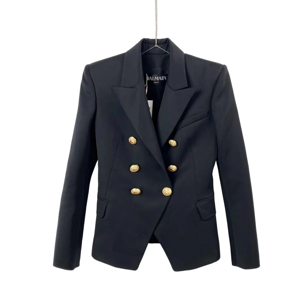 99新 BALMAIN/巴尔曼  cc一一五 羊毛 黑色金扣西装 38码 98新