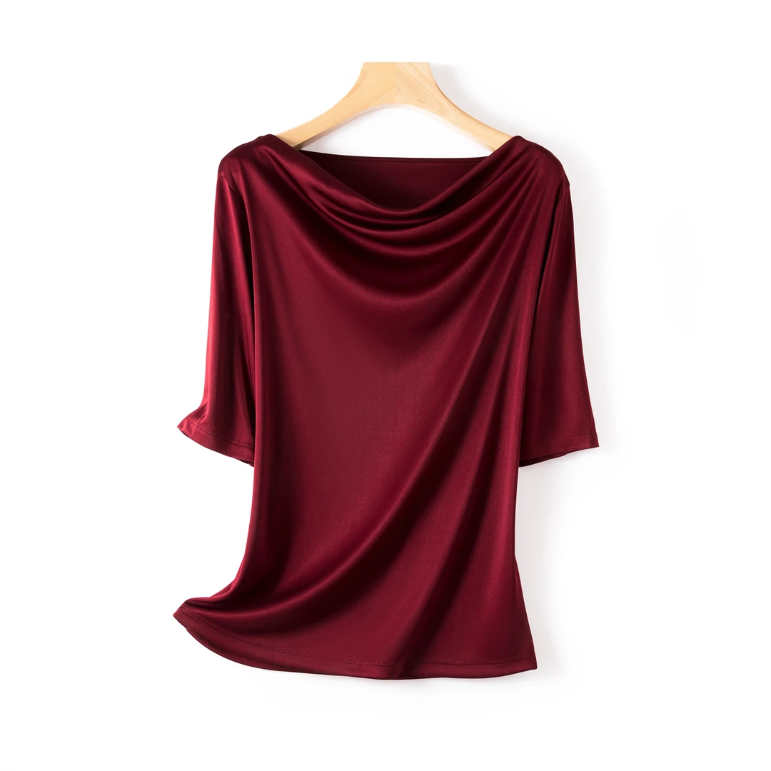 《COCO老师专属》知汝懿褶皱设计醋酸荡领T恤