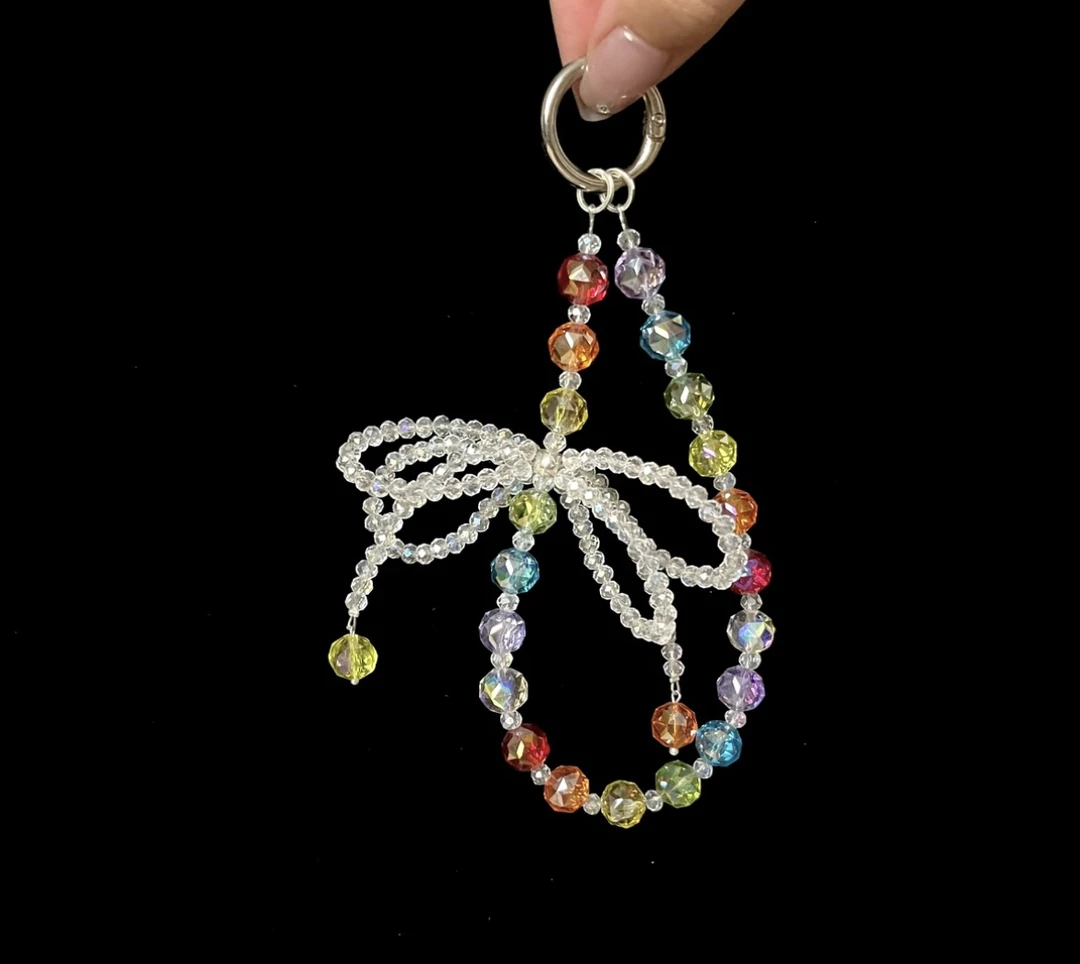 【彩色糖果】彩色水晶手机链精致手工diy挂链夏日新款包包挂链ins女