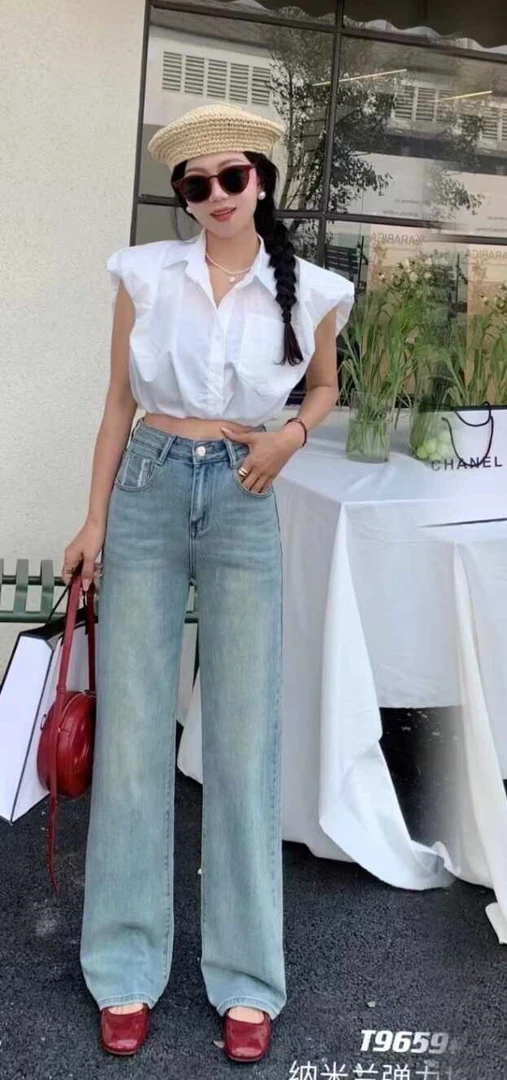 9659直筒牛仔裤女春秋夏季新款显瘦潮流阔腿复古小个子爆款裤子