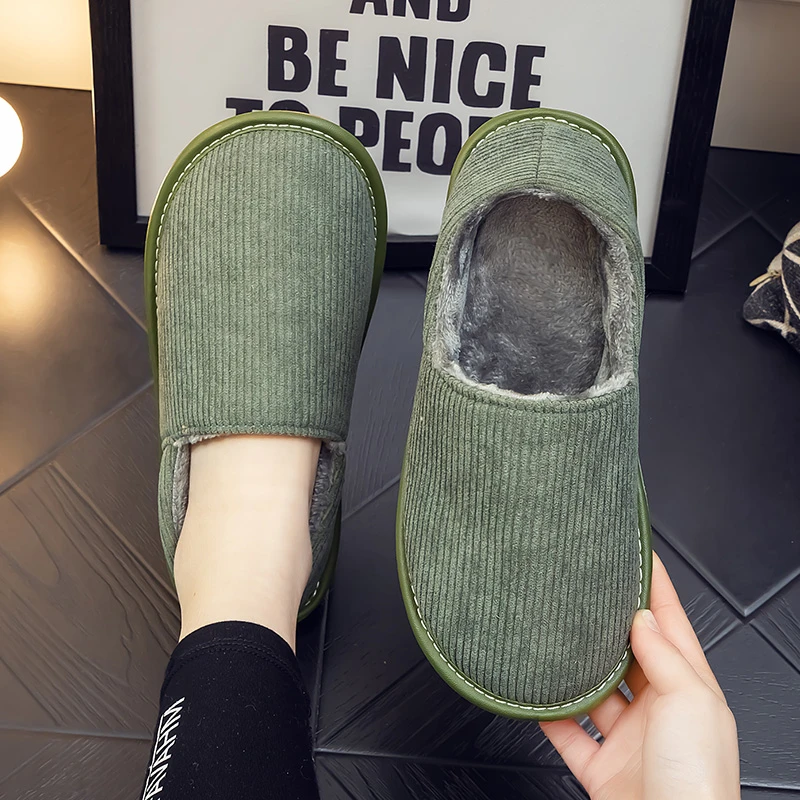 秋冬季家用包跟棉拖鞋男女室内居家防滑地板厚底家居布艺棉鞋冬天