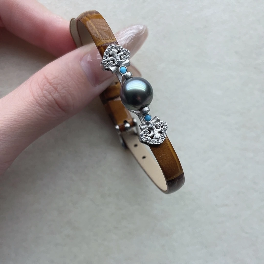 银S925镶嵌海水珍珠手链66