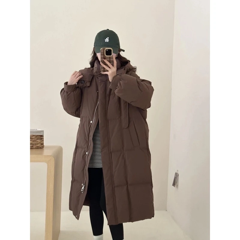 XX-【冬日热coco】冬季长款羽绒服时尚连帽宽松百搭白鸭绒8103