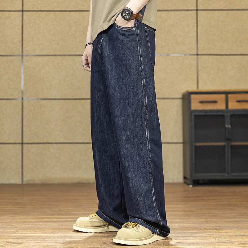 莱赛尔天丝牛仔裤男直筒宽松夏季薄款凉感透气潮流休闲阔腿裤子