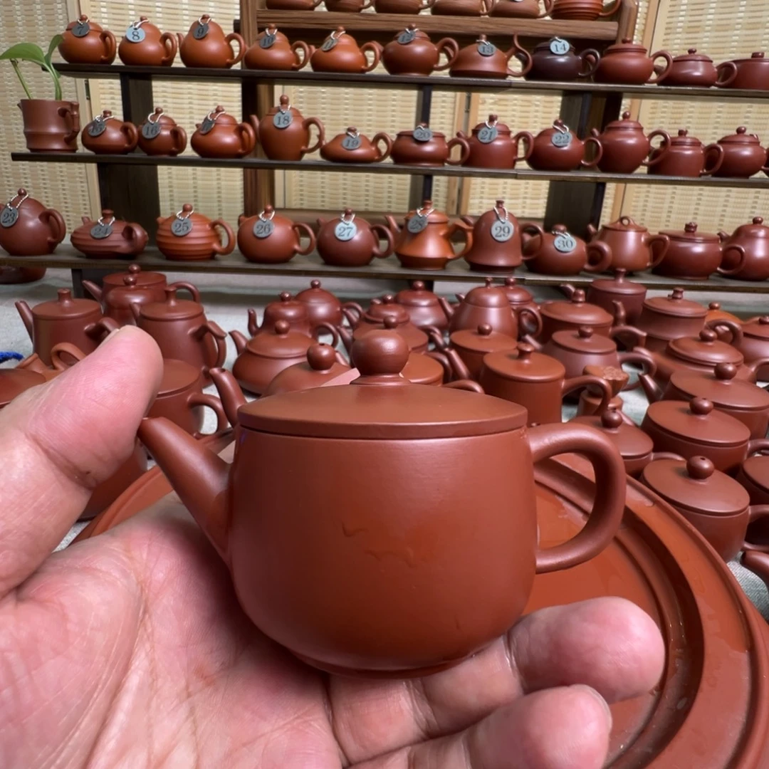 秋***茶壶紫砂潮州手拉朱泥壶，微瑕不退换
