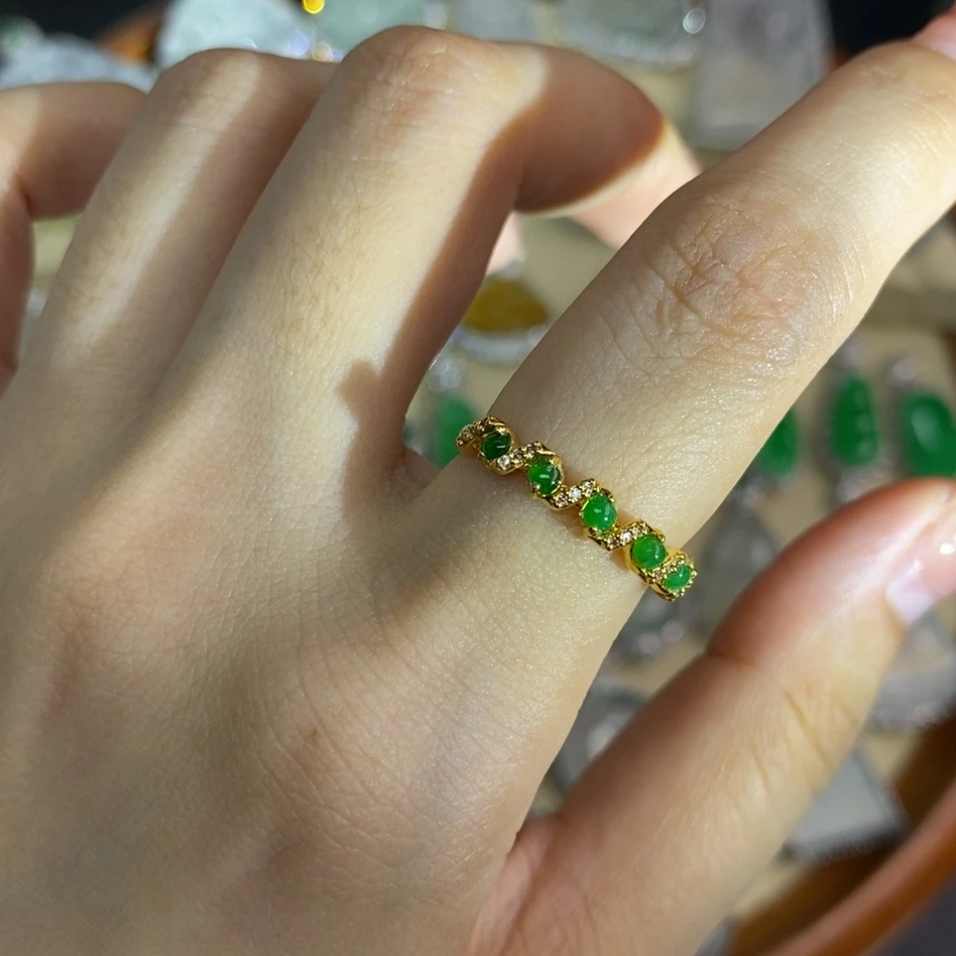 翡翠18K金镶嵌颈饰A货翡翠12.13