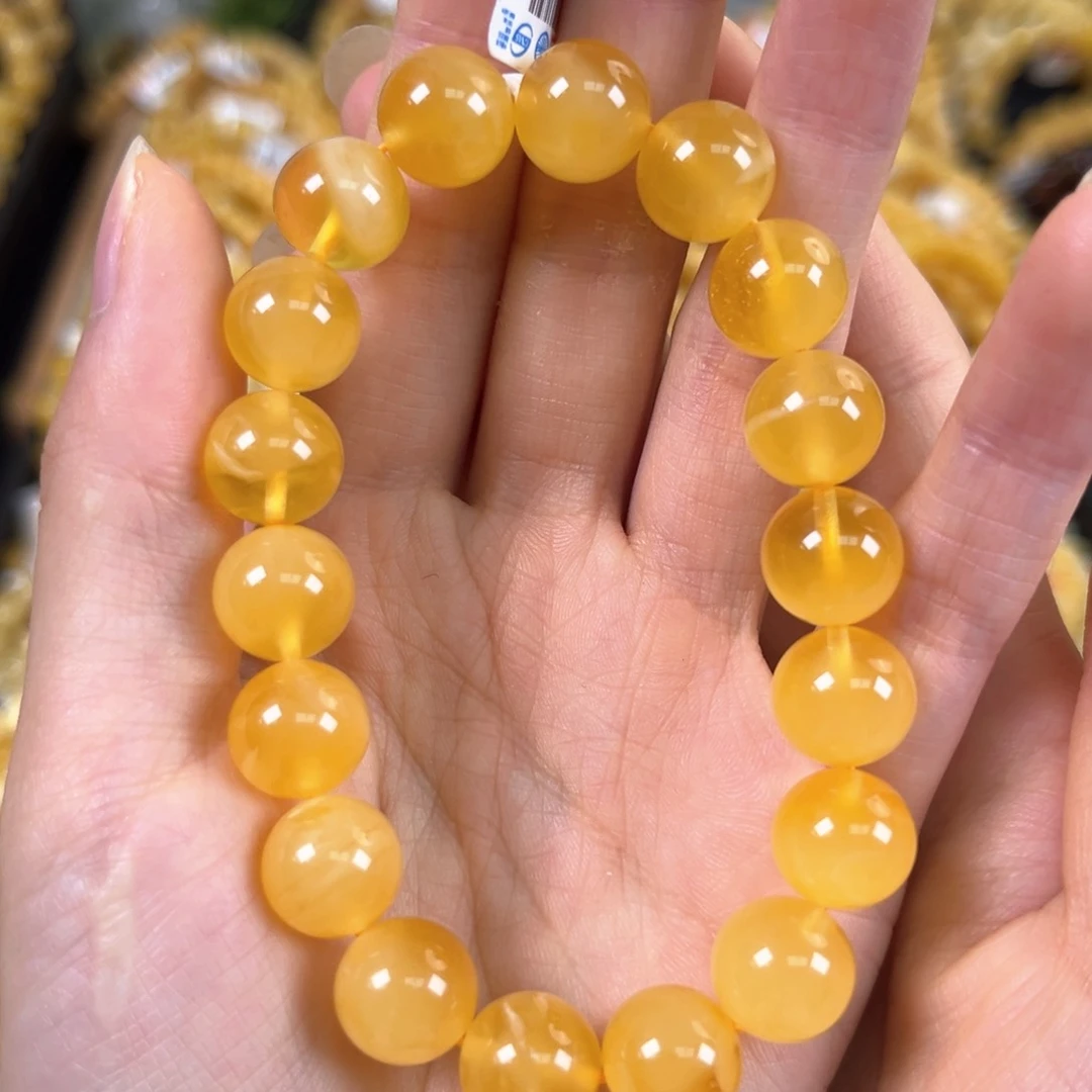 裸石琥珀未镶嵌11+焦皮料鸡油红