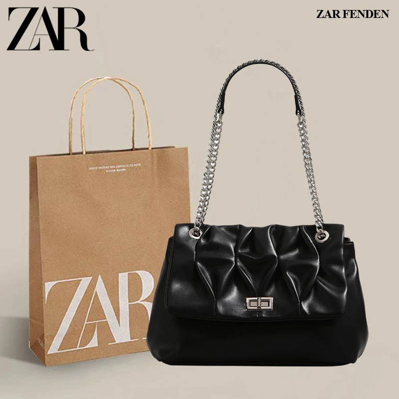 ZAR FENDEN女包小众质感腋下包2025新款休闲托特包褶皱单肩斜挎包