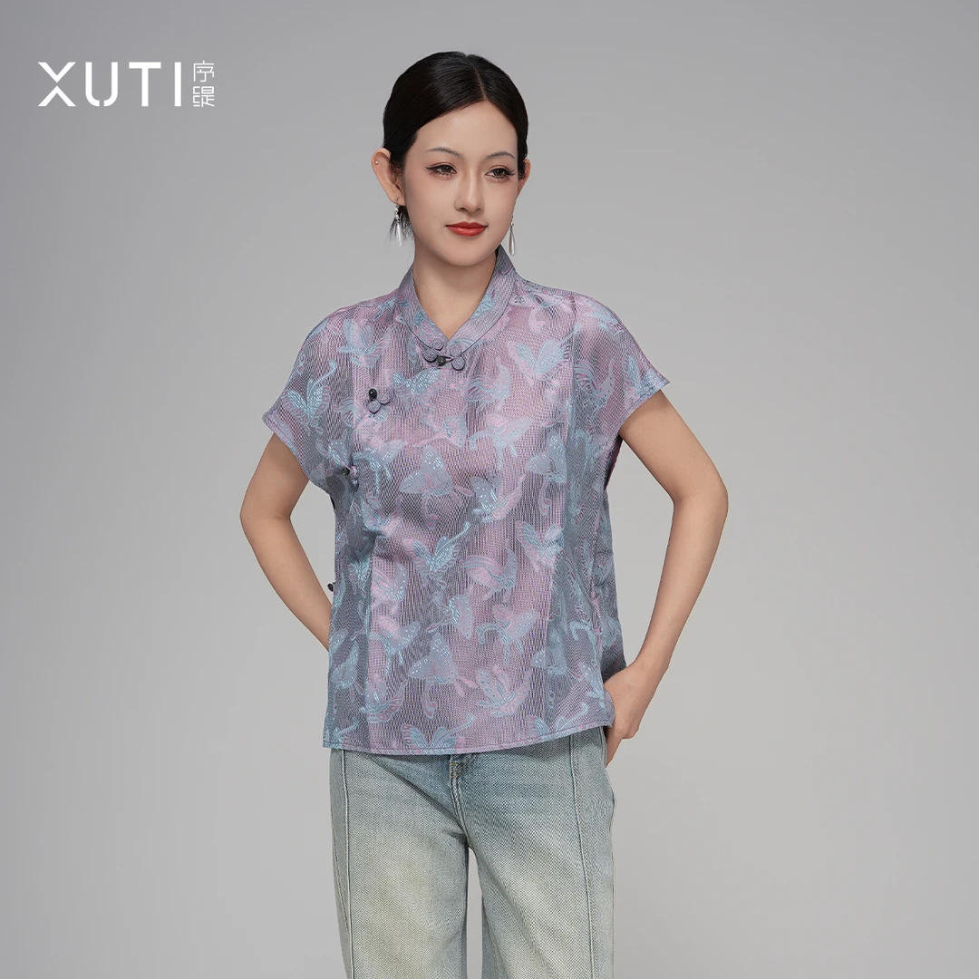 序缇『游仙蝶』新中式李海龙异色四经绞罗非遗桑蚕丝上衣H31-16107