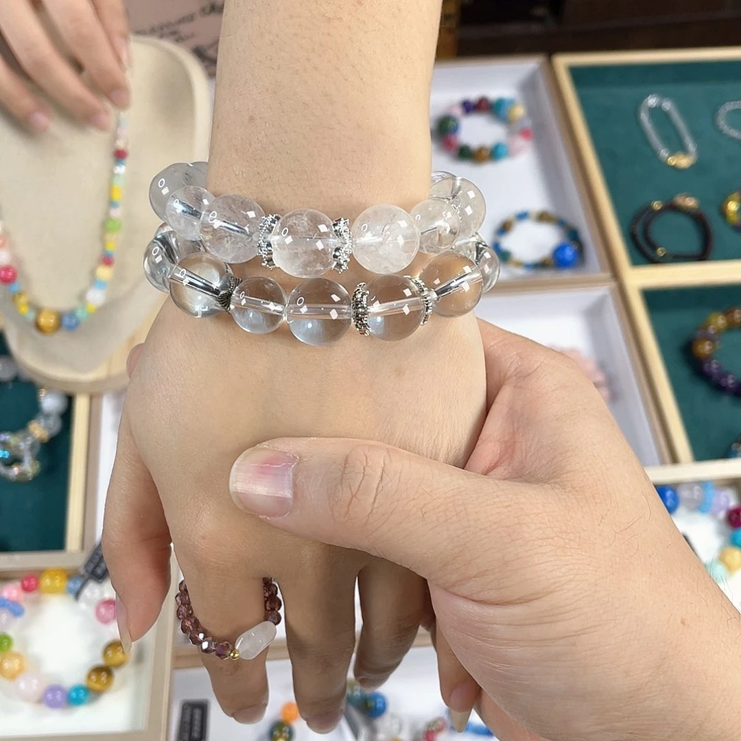 水晶手链银S925镀金镶嵌