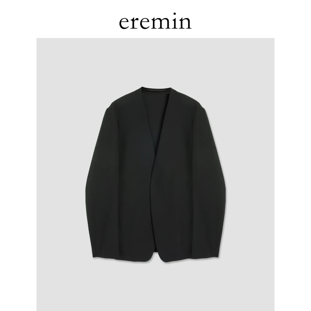 DE Mincollection无领西装/极简精纺羊毛立裁V领西装外套55941
