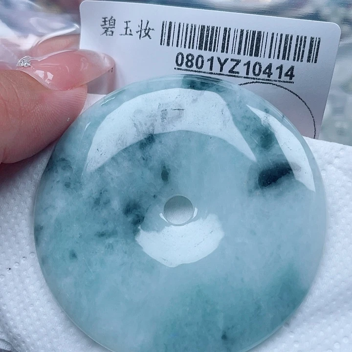 翡翠足银镀金镶嵌吊坠(不含链)