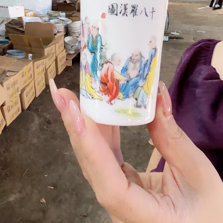 摆件景德镇高温陶瓷罗汉闻香杯