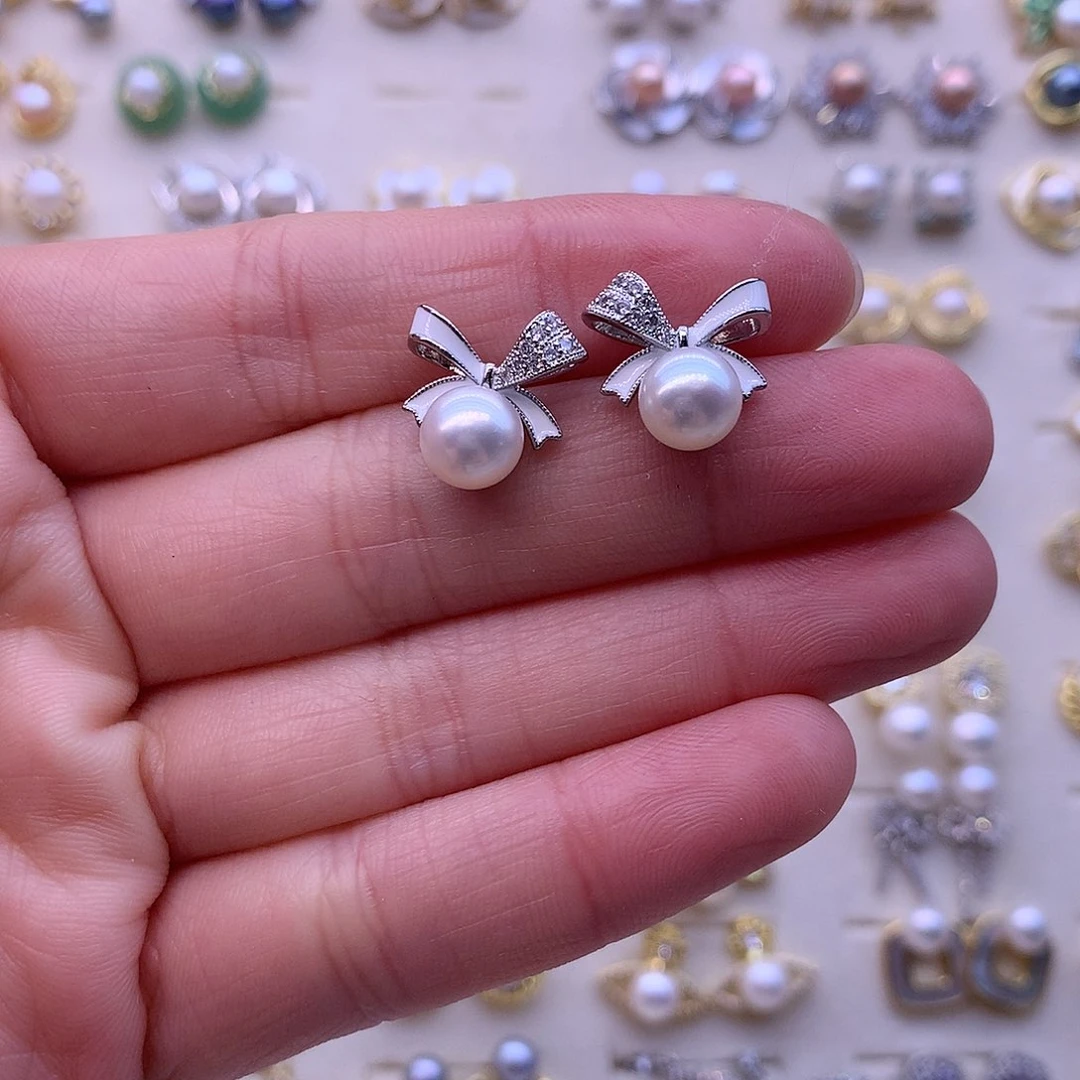 淡水珍珠耳饰合金