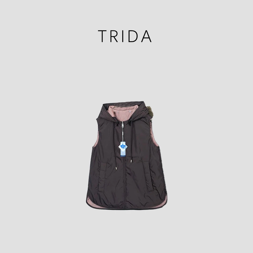 【亲密情人】两色休闲时尚百搭可拆卸连帽双面穿棉马甲256796AX